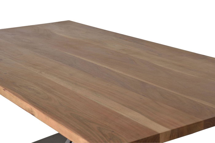 GINER Y COLOMER Mesa de Comedor Acacia Natural con Patas de Metal Negro 180x100 cm